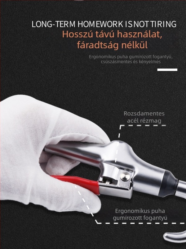 Nagynyomású porfúvó pisztoly, pneumatikus fúvópisztoly hosszú fúvócsővel a tisztításhoz