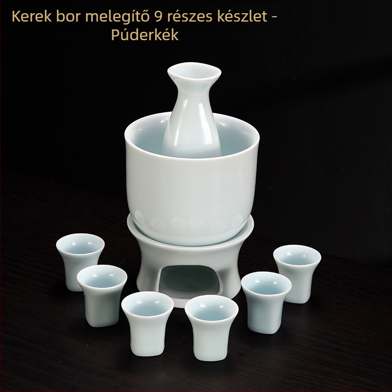 Celadon porcelán bor melegítő és adagoló készlet, otthoni sake poharakkal, vállalati ajándék egyedi logóval