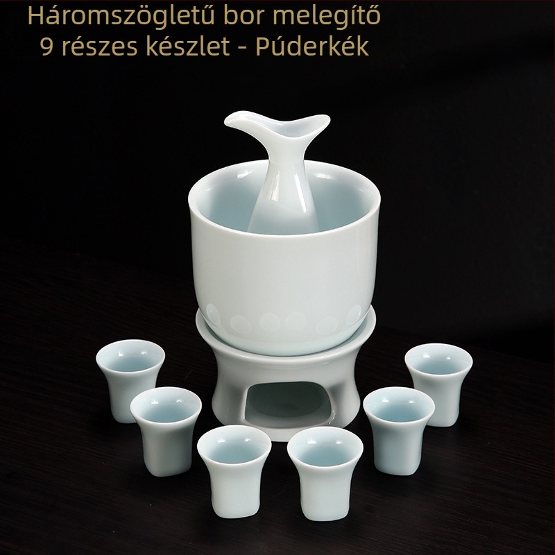 Celadon porcelán bor melegítő és adagoló készlet, otthoni sake poharakkal, vállalati ajándék egyedi logóval