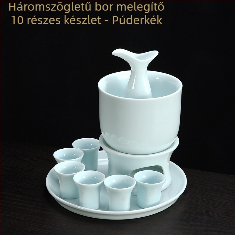 Celadon porcelán bor melegítő és adagoló készlet, otthoni sake poharakkal, vállalati ajándék egyedi logóval
