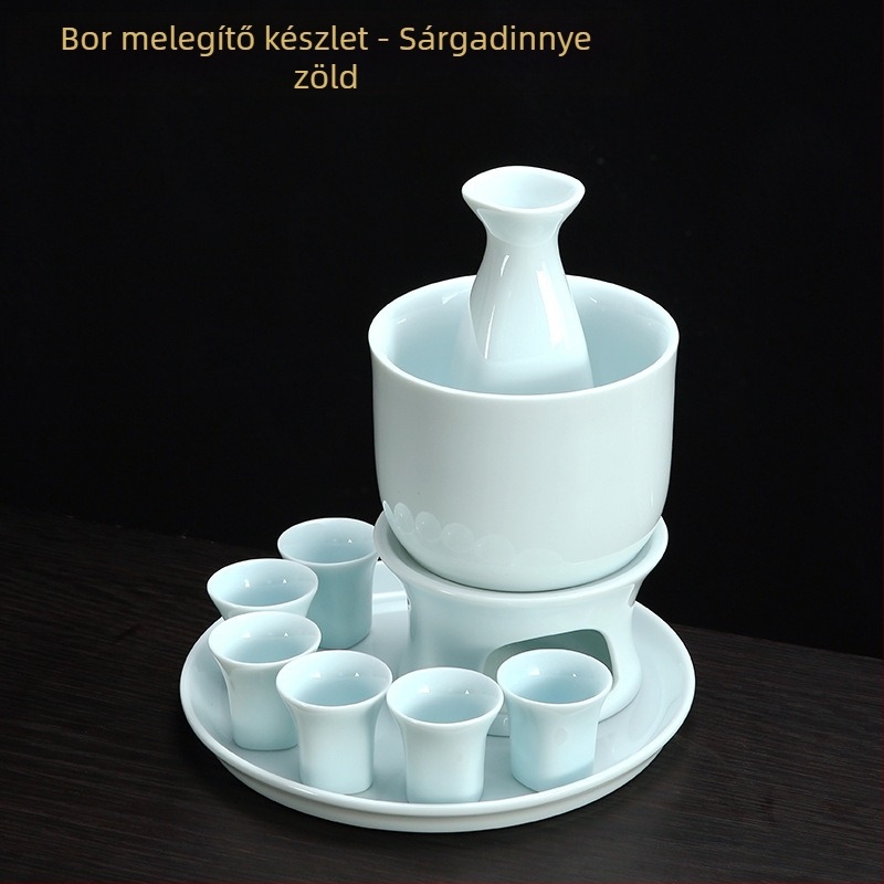 Celadon porcelán bor melegítő és adagoló készlet, otthoni sake poharakkal, vállalati ajándék egyedi logóval