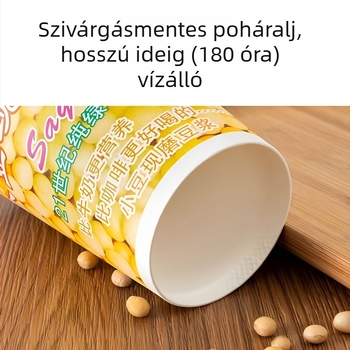 Szójaital pohár fedővel, egyszer használatos papír pohár reggelire