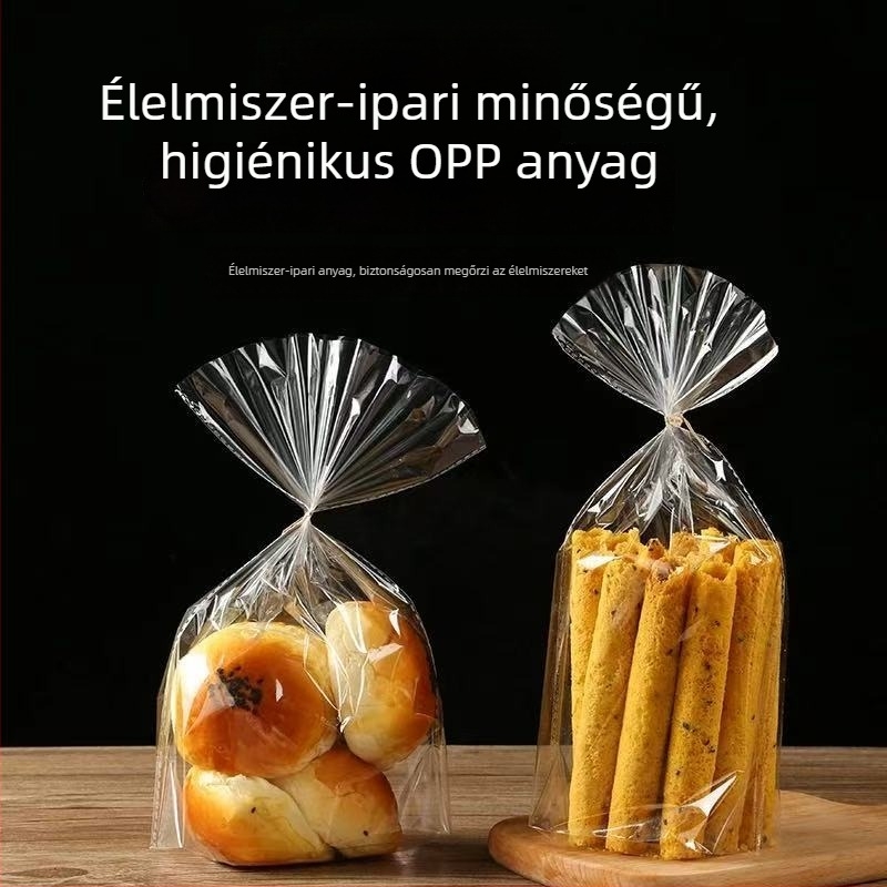 Átlátszó síknyílású csomagoló tasakok toasthoz, kenyérhez, süteményekhez és péksüteményekhez.