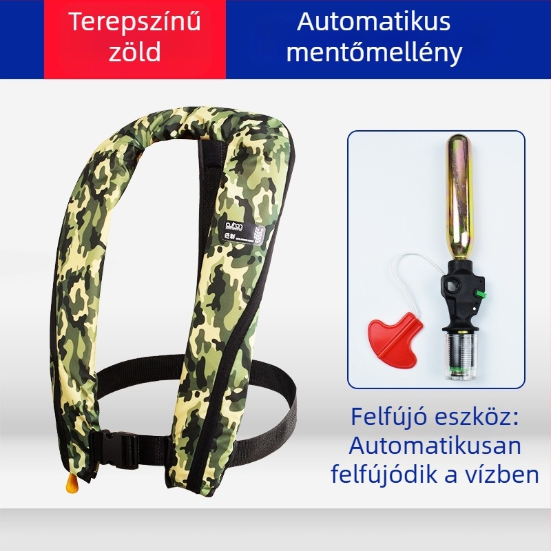 Hordozható automatikusan felfújható mentőmellény felnőtteknek, horgászathoz, könnyű kültéri biztonsági felszerelés