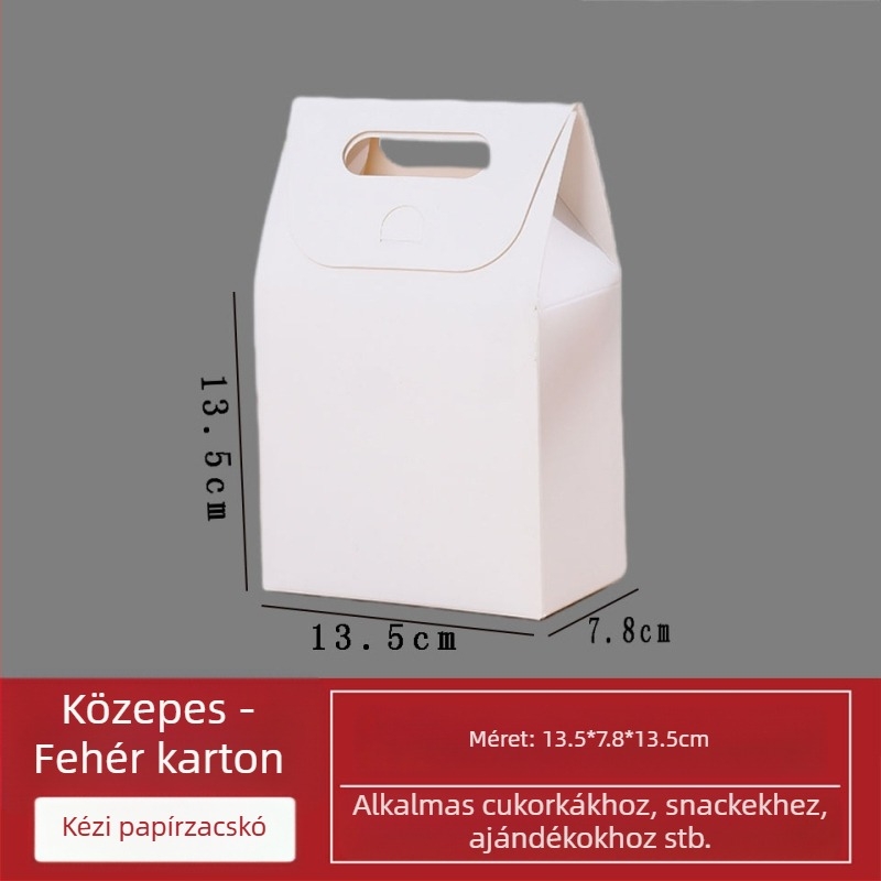 Kézben tartható kraftpapírdoboz édességek és nassolnivalók csomagolásához