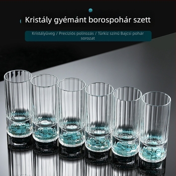 Türkiz kristály italos pohárkészlet pohárral és pohártartóval
