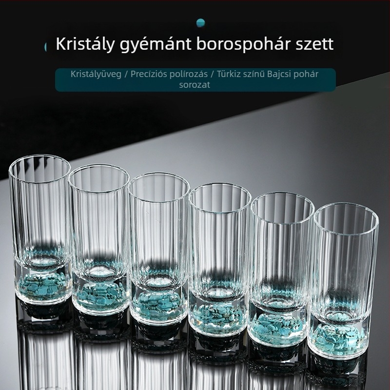 Türkiz kristály italos pohárkészlet pohárral és pohártartóval