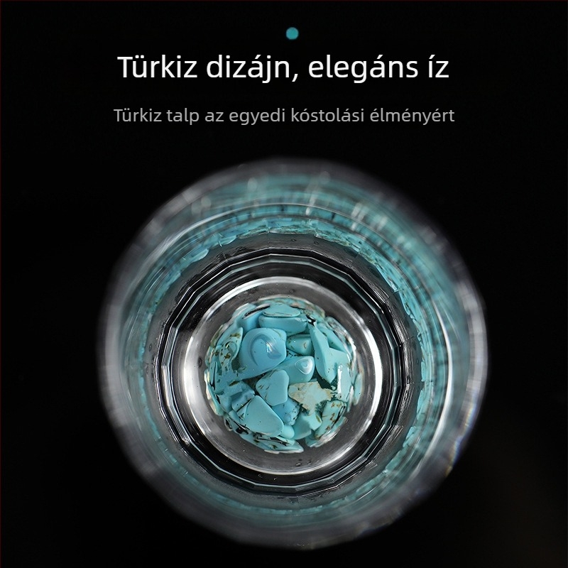 Türkiz kristály italos pohárkészlet pohárral és pohártartóval