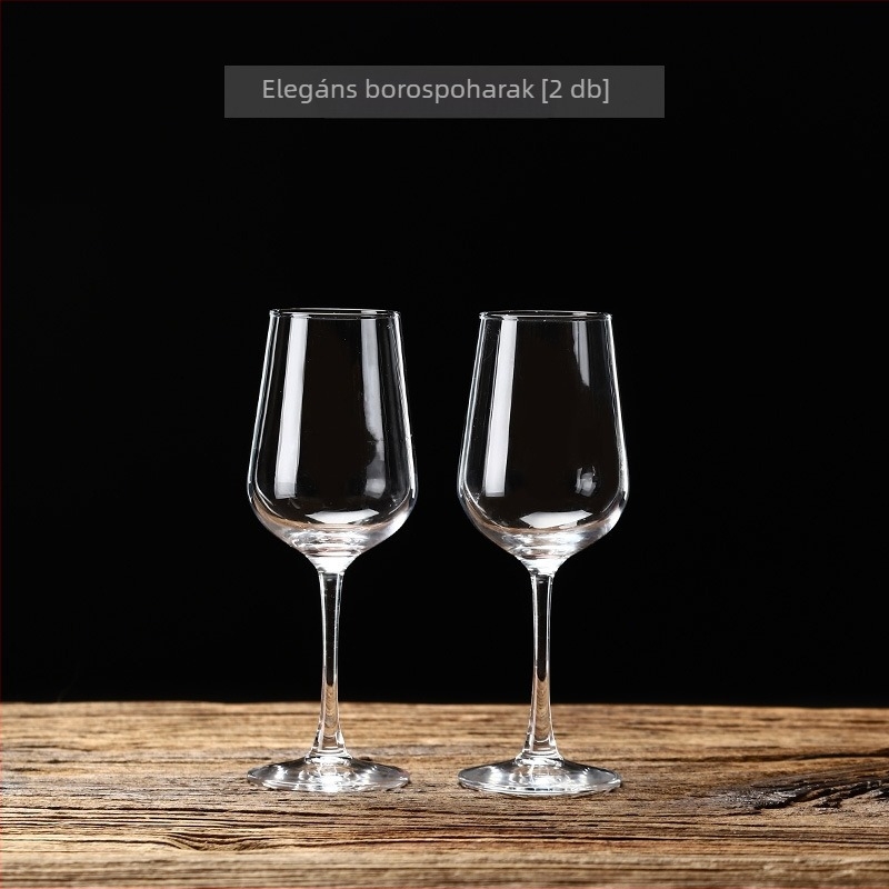 Vörösboros pohárkészlet – magas lábú poharak, nagy pezsgő- és koktél poharak – modern minimalist dizájn