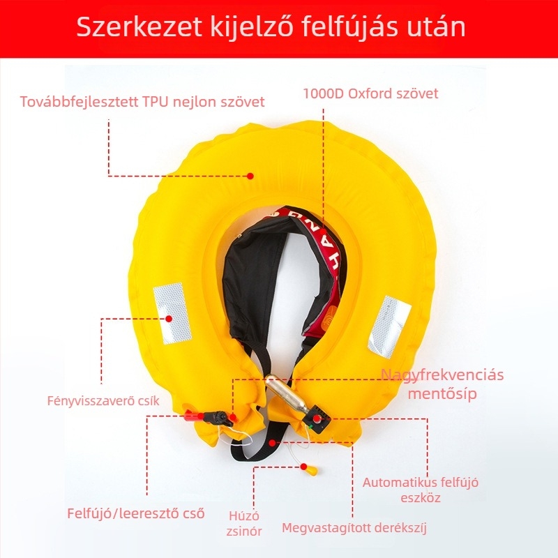Luxus felfújható mentőöv felnőtteknek, nagy felhajtóerővel, hordozható horgászathoz és hajózásra