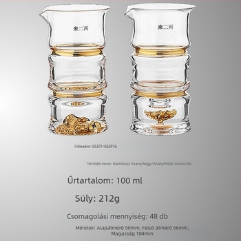 Kínai stílusú kristályüveg pohárkészlet arany fóliás díszítéssel, kis boros poharak, otthoni ajándék