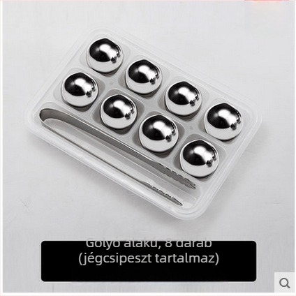 304 rozsdamentes acél jéggolyó, átmérő 25,4 mm, whiskyhez – fém whiskey-kő bárhoz
