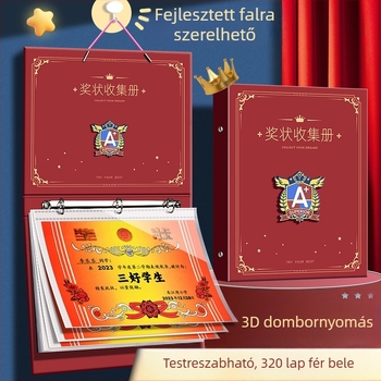 A4-es brit stílusú bizonyítványgyűjtemény fiúknak, név személyre szabható, általános iskola rajzalbum falra szerelhető