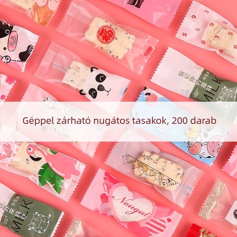 200 db műanyag nugát tasak – édességek csomagolásához hőzáró tasak
