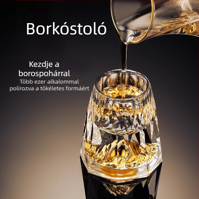 Diamond Jinshan kristály pohárkészlet likőrökhöz kínai stílusú adagolóval otthoni összejövetelekhez