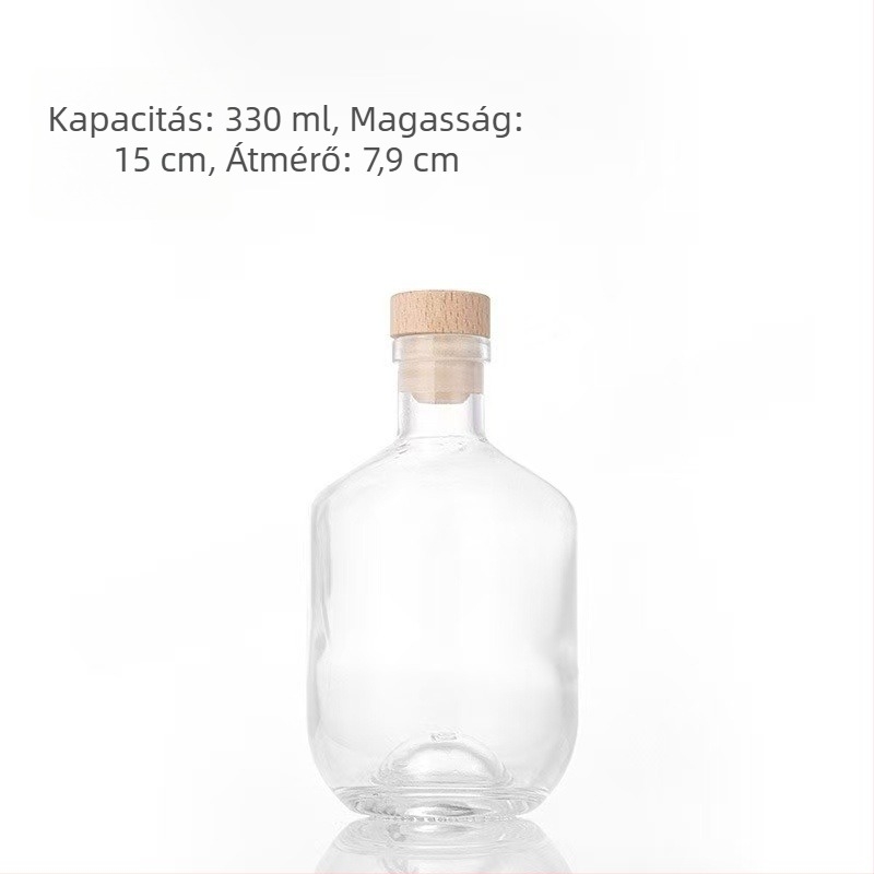 Gyémántmintás borosüveg, 500 ml, parafával zárható, gyümölcsborhoz és házi vörös bornak, üres üveg