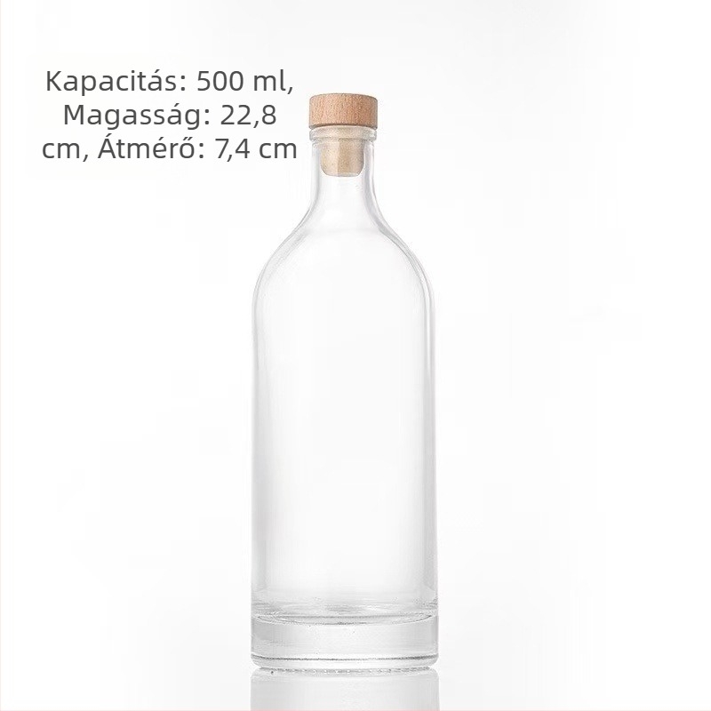 Gyémántmintás borosüveg, 500 ml, parafával zárható, gyümölcsborhoz és házi vörös bornak, üres üveg