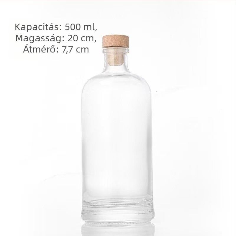 Gyémántmintás borosüveg, 500 ml, parafával zárható, gyümölcsborhoz és házi vörös bornak, üres üveg