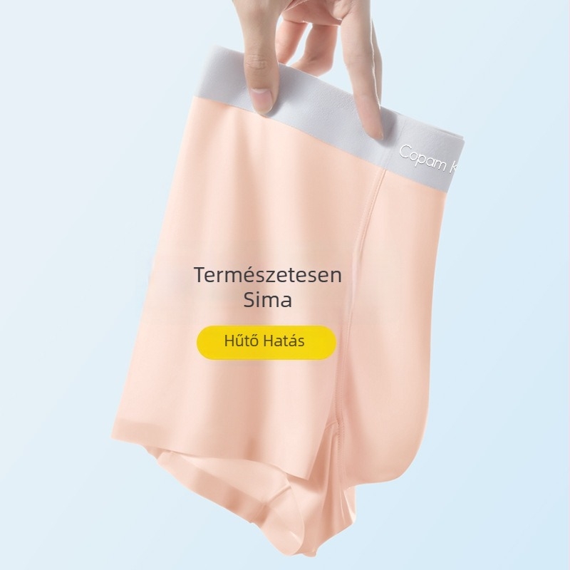 Férfi ultra vékony Ice Silk alsónemű, varrat nélküli boxer brief, nude színben, kényelmes és lélegző