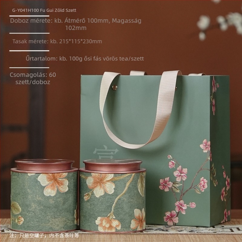 Kerek fémdobozos teás doboz, 0,5 lb kapacitású, fekete, zöld és jázmin tea számára, üres ajándékdoboz
