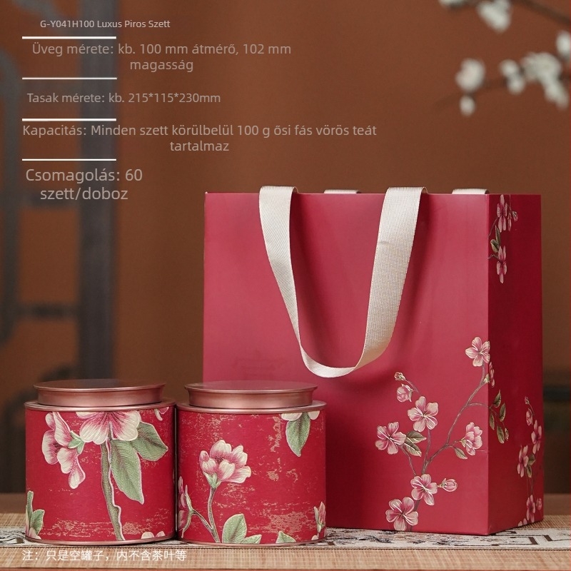 Kerek fémdobozos teás doboz, 0,5 lb kapacitású, fekete, zöld és jázmin tea számára, üres ajándékdoboz