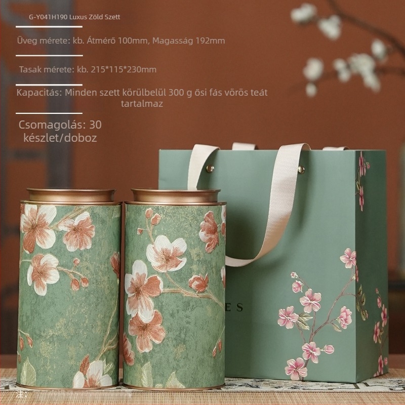 Kerek fémdobozos teás doboz, 0,5 lb kapacitású, fekete, zöld és jázmin tea számára, üres ajándékdoboz