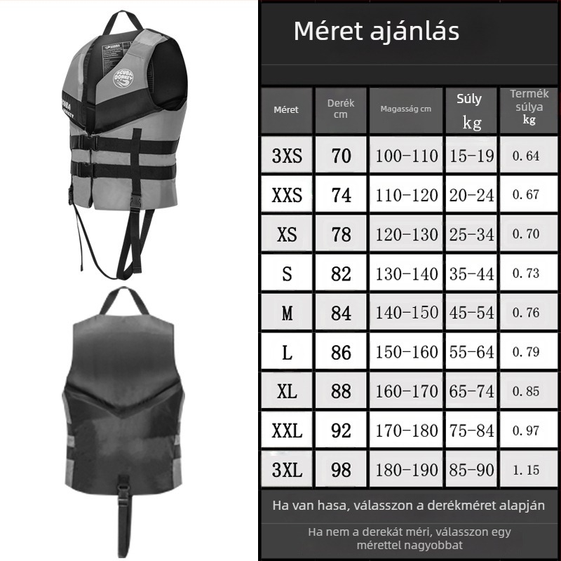 Gyermek mentőmellény nagy felhajtóerővel, csónakázáshoz és snorkelzéshez