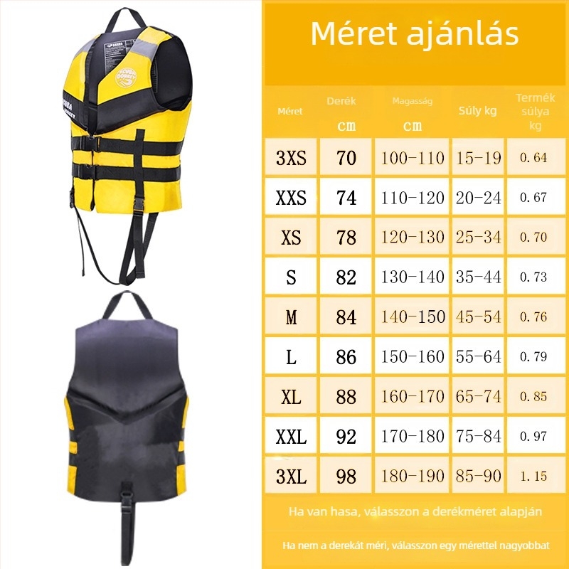Gyermek mentőmellény nagy felhajtóerővel, csónakázáshoz és snorkelzéshez