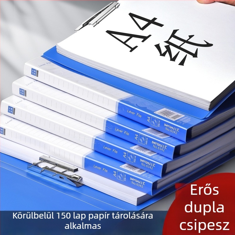 10 db A4-es vastag iratgyűjtő erős egy- és dupla kapoccsal, irodai asztali tároláshoz