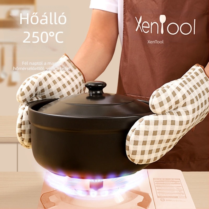 Hőálló konyhai kesztyű, vastag sütőkesztyű forró edények és mikrohullámú sütő használatához