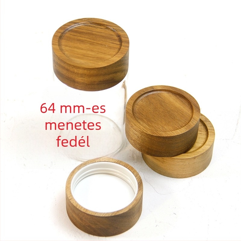 Akácfából készült fedél élelmiszeres üveghez, csavaros zárófedél, üvegpalack, tömörfa