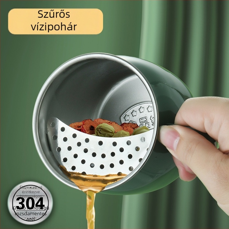 304 rozsdamentes acél félhold alakú szűrős bögre - irodai ajándék