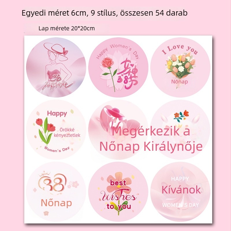 Anyák napjára szóló matricák – anya számára, dekoratív apró minták virágcsokorra, ajándék táskára és ajándékdobozra, öntapadós matricák