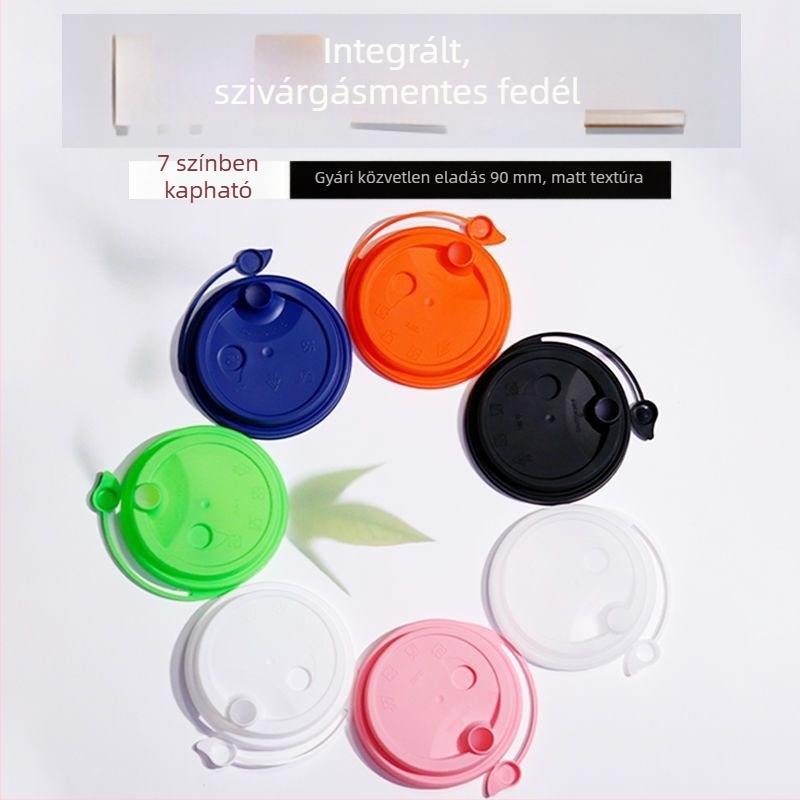 90 mm átmérőjű egy darabból álló pohárfedél, egyszer használatos, szivárgásmentes, PP-anyagú, injektált öntéses, tej-tea kiszolgálásához
