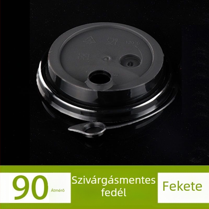 90 mm átmérőjű egy darabból álló pohárfedél, egyszer használatos, szivárgásmentes, PP-anyagú, injektált öntéses, tej-tea kiszolgálásához