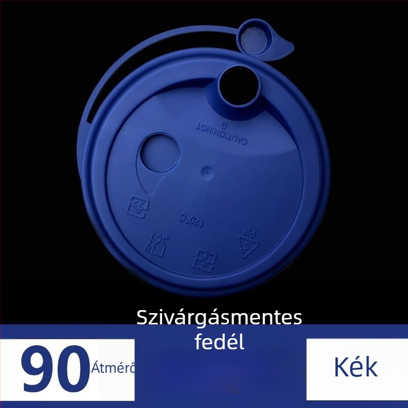 90 mm átmérőjű egy darabból álló pohárfedél, egyszer használatos, szivárgásmentes, PP-anyagú, injektált öntéses, tej-tea kiszolgálásához