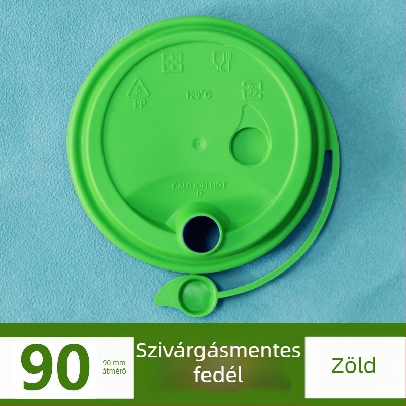 90 mm átmérőjű egy darabból álló pohárfedél, egyszer használatos, szivárgásmentes, PP-anyagú, injektált öntéses, tej-tea kiszolgálásához
