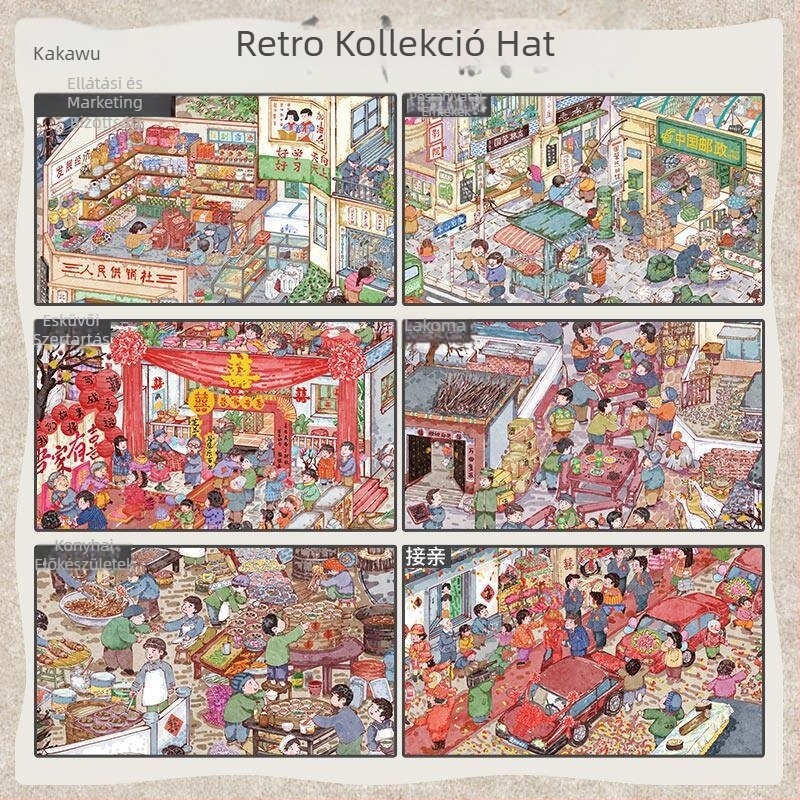 Kaka Wu 26.0 sorozat: 3D miniatűr életjelenetek matricái DIY naplóhoz, 80-as évek nosztalgiája, etnikus dizájn
