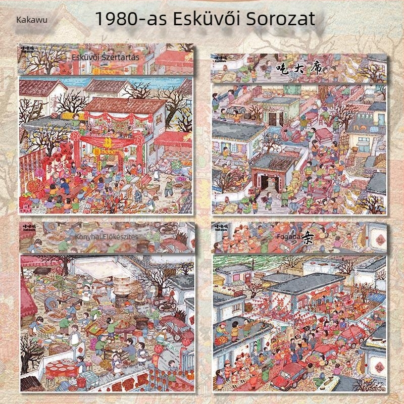 Kaka Wu 26.0 sorozat: 3D miniatűr életjelenetek matricái DIY naplóhoz, 80-as évek nosztalgiája, etnikus dizájn