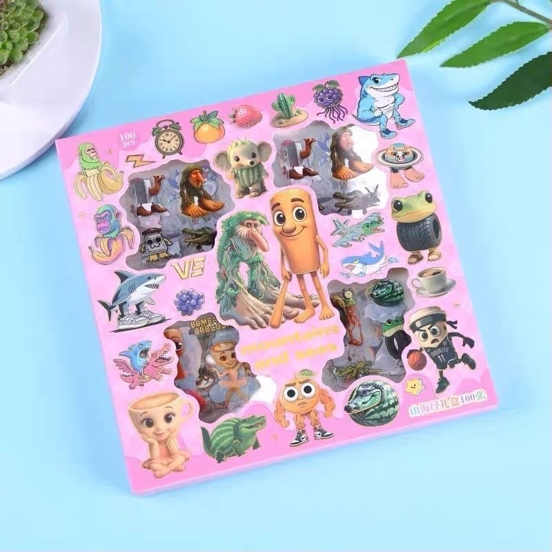 Shan Hai Jing napló matricák, 100 darabos ajándékdoboz, DIY 2D rajzfilm kreatív napló dekoráció