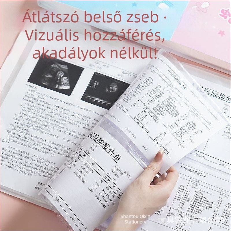 Terhességi és prenatális nyilvántartások rendezője – A4/A5 méretű mappa, ultrahangos jelentések tárolása