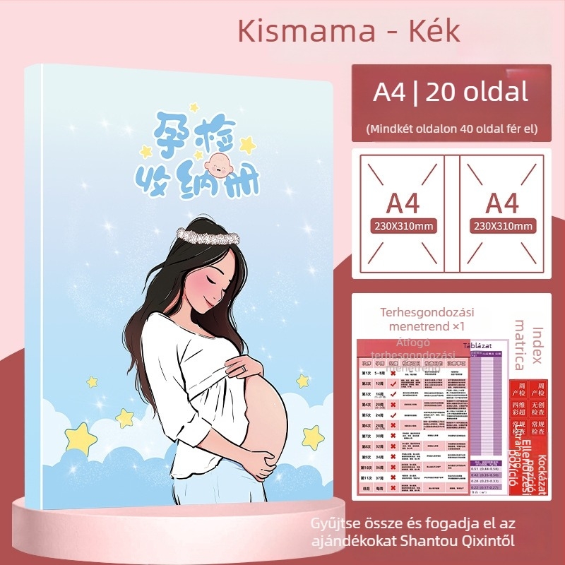 Terhességi és prenatális nyilvántartások rendezője – A4/A5 méretű mappa, ultrahangos jelentések tárolása