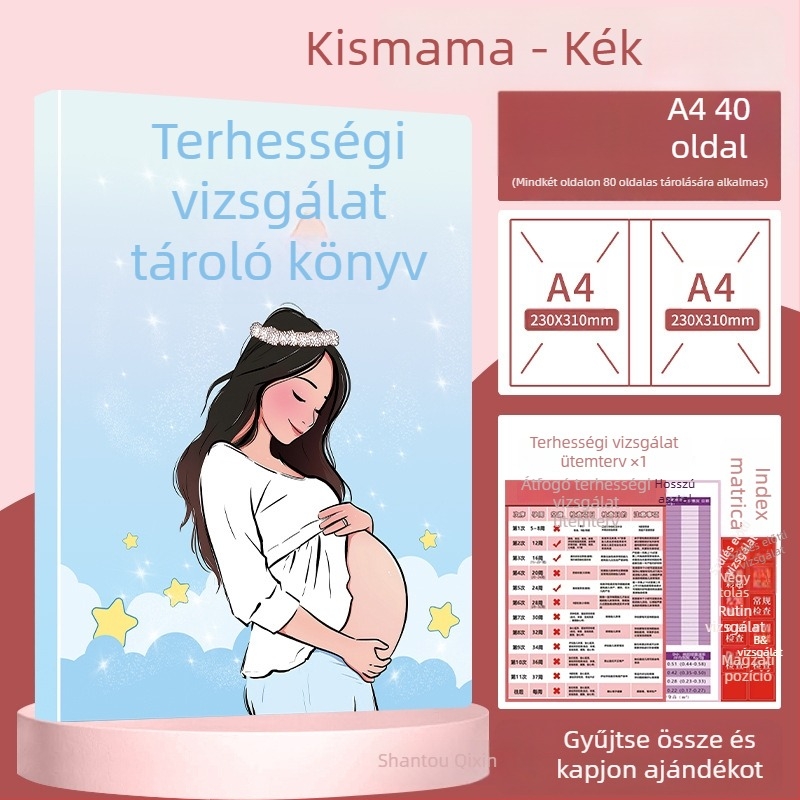 Terhességi és prenatális nyilvántartások rendezője – A4/A5 méretű mappa, ultrahangos jelentések tárolása