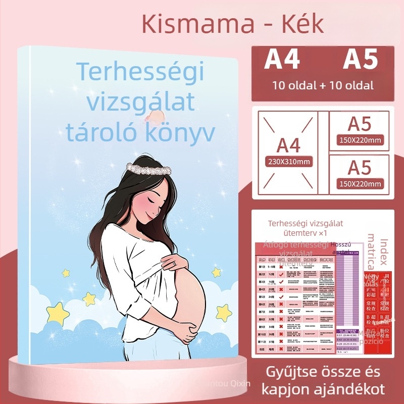 Terhességi és prenatális nyilvántartások rendezője – A4/A5 méretű mappa, ultrahangos jelentések tárolása