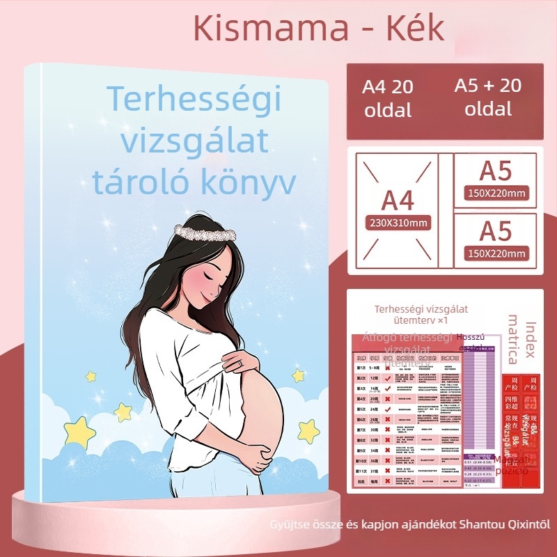 Terhességi és prenatális nyilvántartások rendezője – A4/A5 méretű mappa, ultrahangos jelentések tárolása