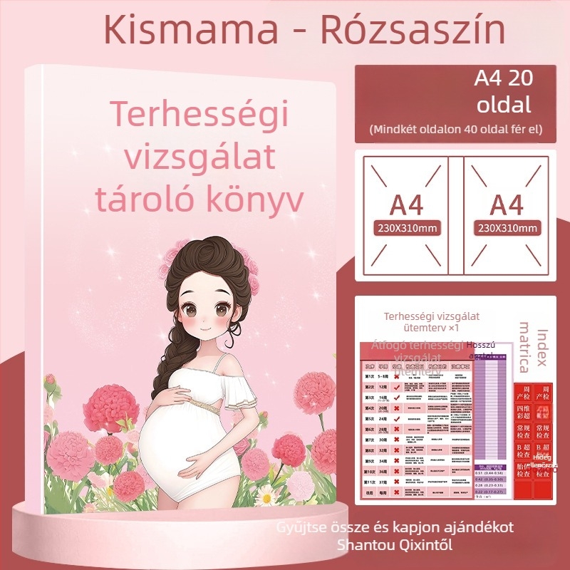 Terhességi és prenatális nyilvántartások rendezője – A4/A5 méretű mappa, ultrahangos jelentések tárolása