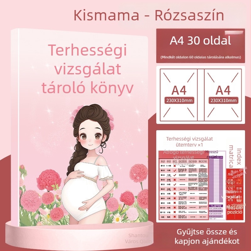 Terhességi és prenatális nyilvántartások rendezője – A4/A5 méretű mappa, ultrahangos jelentések tárolása