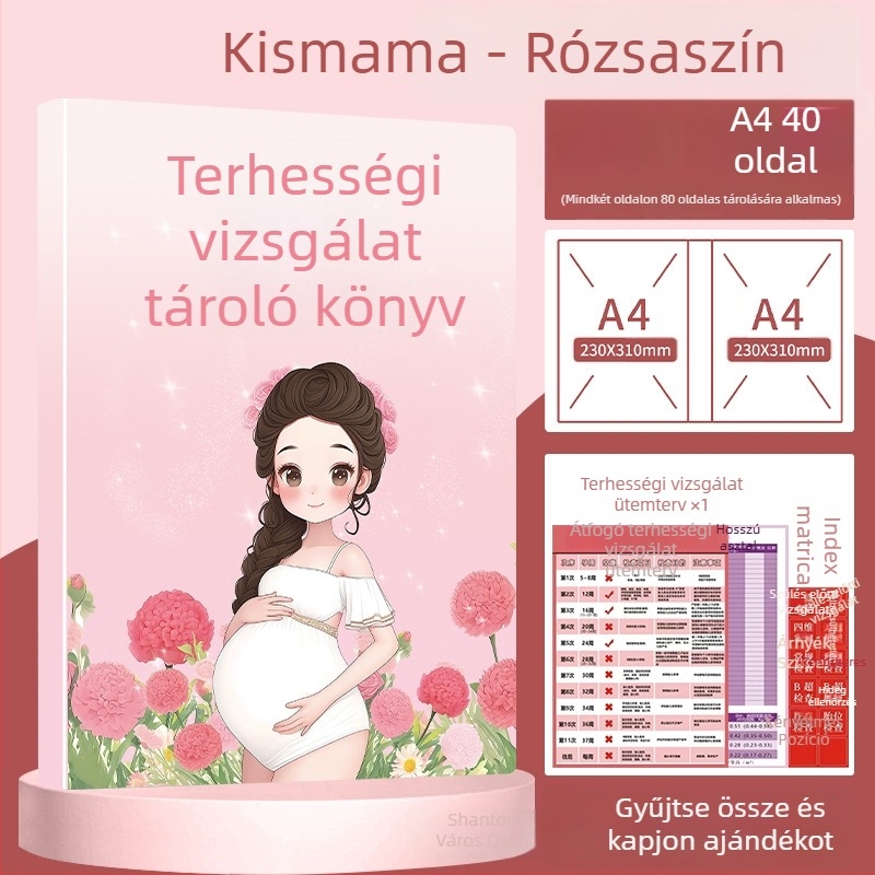Terhességi és prenatális nyilvántartások rendezője – A4/A5 méretű mappa, ultrahangos jelentések tárolása