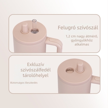 40oz pohár fedél tároló rekeszével, szigetelt fedél, zárható kihúzható szívószál fedél, szívószálas pohár kiegészítők
