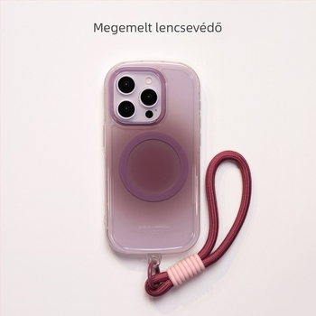 Gradient ovális tok Apple iPhone 16 Pro Max‑hoz – lila, pánttal, ütésálló, mágneses zárás, 16-os sorozat